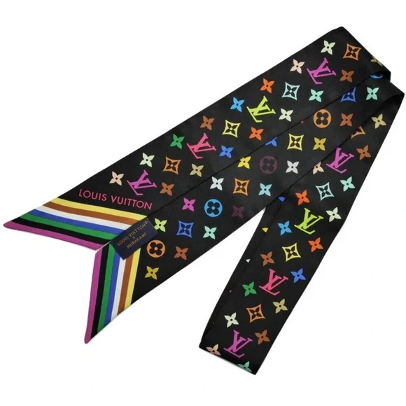 Louis Vuitton Black Multicolor Monogram Scarf - Picture 2 of 6
